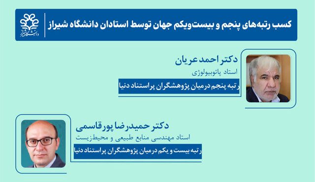 کسب رتبه‌های پنجم و بیست‌ویکم جهان توسط استادان دانشگاه شیراز