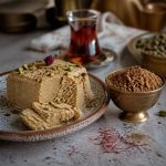 میز صبحانه با شکر قهوه ای در کنار حلو ارده و چای